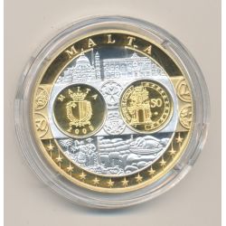 Médaille - 1ère frappe hommage Euro - Malte - Europa - argent 
