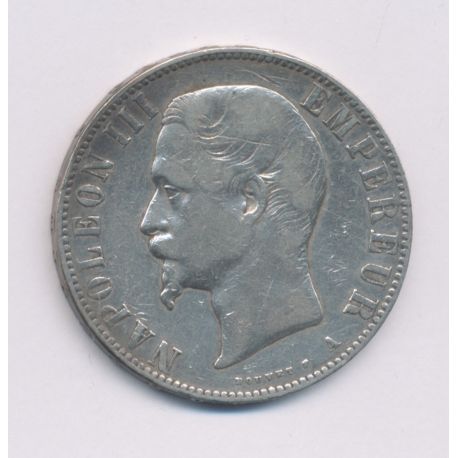 5 Francs Napoléon III - 1855 A Paris - Tête nue - main/ancre - TB