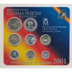 Espagne - Coffret 8 Monnaies - 2001 - Ultime Pesetas