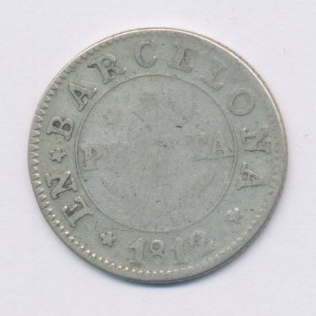 Espagne - 1 Peseta 1812 - Barcelone - argent - TB