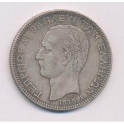 Grèce - 5 Drachme 1875 A - George I - argent - TB+