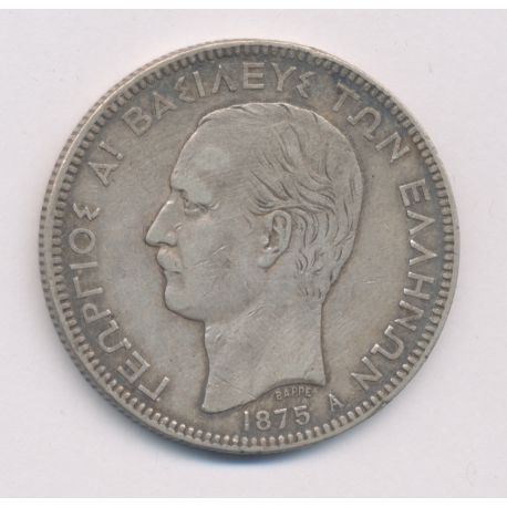 Grèce - 5 Drachme 1875 A - George I - argent - TB+