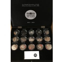 Coffret 15 x 10 Euro - Grands souverains et chefs d'état - 2011-2015 - argent Belle épreuve