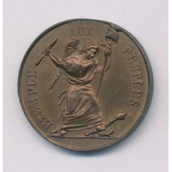 Médaille - Exemple aux peuples - aux citoyens morts pour la liberté - 1848 - bronze - 24mm - SUP