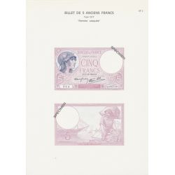 Planche - Billet 5 Francs Violet - Type 1917 - AF2