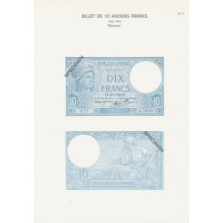 Planche - Billet 10 Francs Minerve Bleu - Type 1915 - AF4