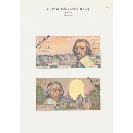 Planche - Billet 1000 Francs Richelieu - Type 1953 - AF16