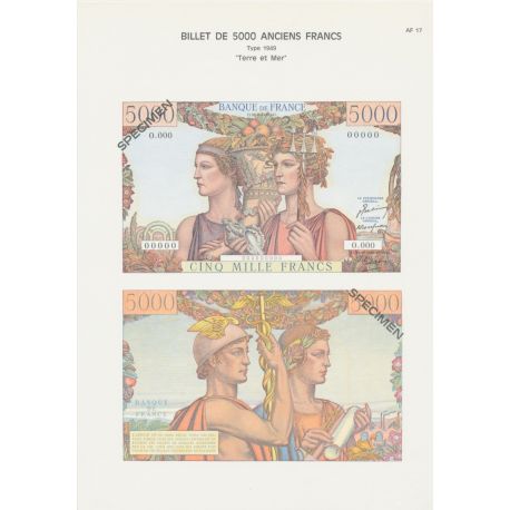 Planche - Billet 5000 Francs Terre et mer - Type 1949 - AF17