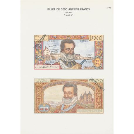 Planche - Billet 5000 Francs Henri IV - Type 1957 - AF18