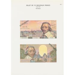 Planche - Billet 10 Nouveau Francs Richelieu - Type 1959 - NF2