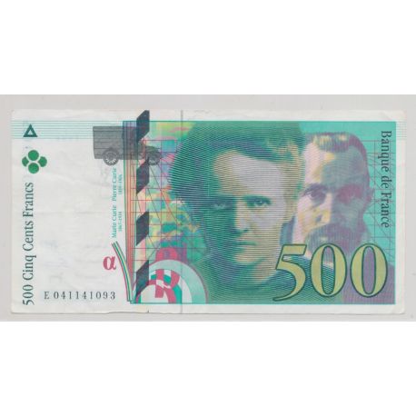 500 Francs Curie - 1998 - TTB+ - Alphabet E