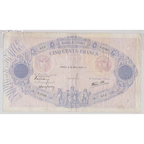 500 Francs Bleu et Rose - 31.03.1938 - F.2796 - B