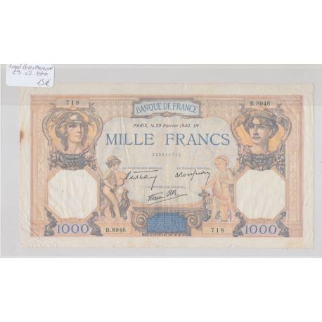 1000 Francs Cérès et mercure - 29.2.1940 - B.8946 - TB