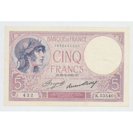 5 Francs Violet - 23.02.1933 - TTB+