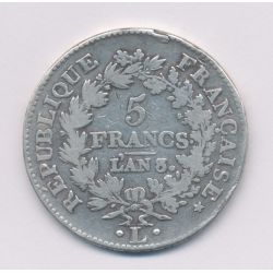 5 Francs Union et Force - AN 8 L Bayonne - B/TB