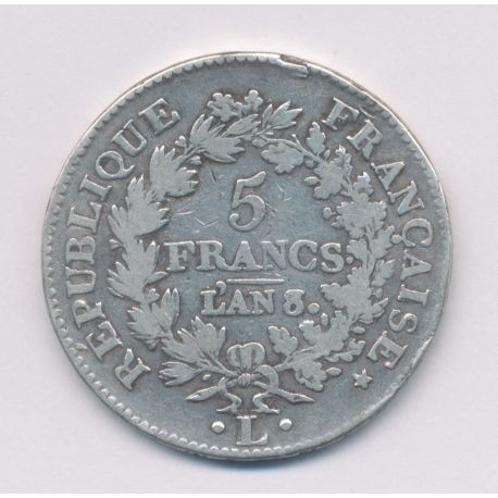 5 Francs Union et Force - AN 8 L Bayonne - B/TB