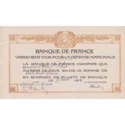 Bon - versement d'or 1915 - Banque de France 