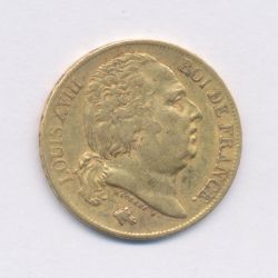 Louis XVIII - 20 Francs Or - 1818 A Paris - Buste nu - TB