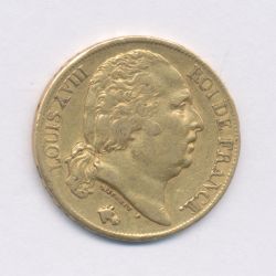 Louis XVIII - 20 Francs Or - 1820 A Paris - Buste nu - TTB