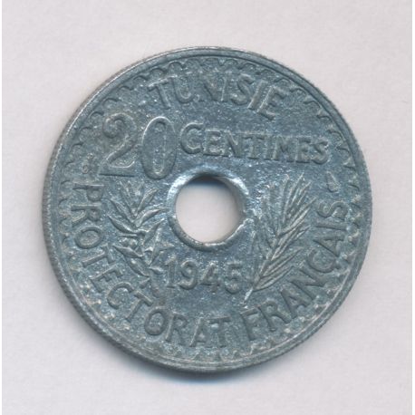 Tunisie - 20 centimes 1945 - zinc - TTB+