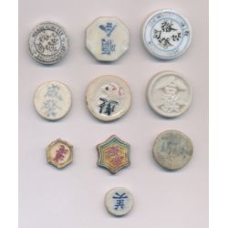 Thailande/Siam - Lot 10 Jetons de Casino - en porcelaine