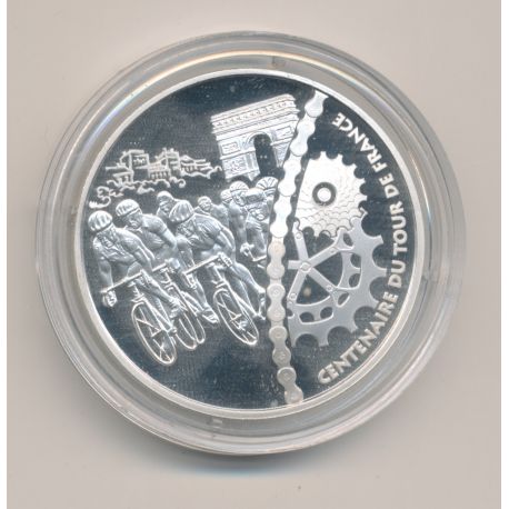 1 1/2 Euro - Arrivée sur les champs élysées - 2003 - Centenaire tour de france - argent BE