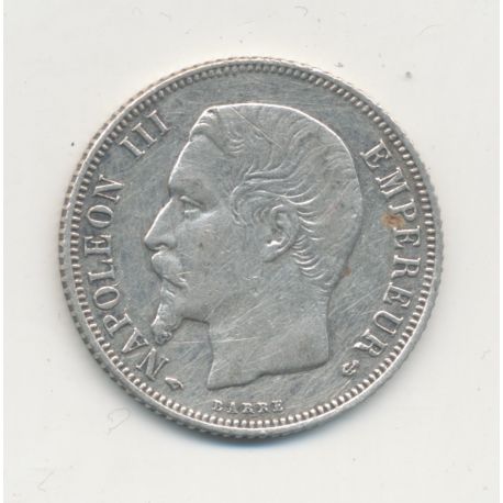 1 Franc 1859 A Paris - Napoléon III Tête nue - argent - TB+/TTB