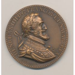 Médaille - 4e Centenaire de la naissance Henri IV - 1553-1953 Pau - bronze 43mm - SUP 