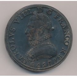 Reproduction Piéfort - 1/2 Teston Charles IX 1573 - argent 310g - 63mm - Monnaie de Paris - SUP