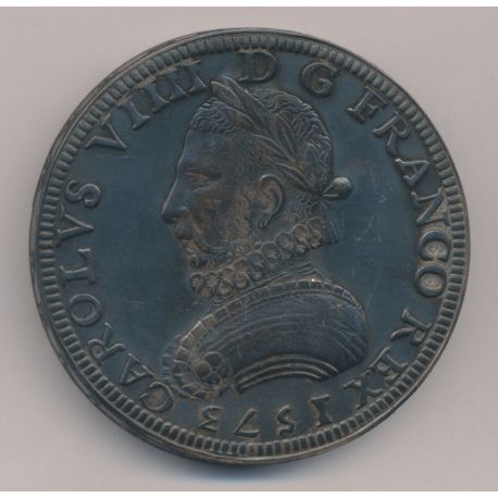 Reproduction Piéfort - 1/2 Teston Charles IX 1573 - argent 310g - 63mm - Monnaie de Paris - SUP