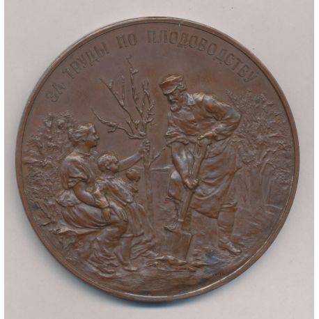 Russie - Médaille de la Société Russe des fruits de l'exposition de 1894 - cuivre 77mm - nominative - SUP