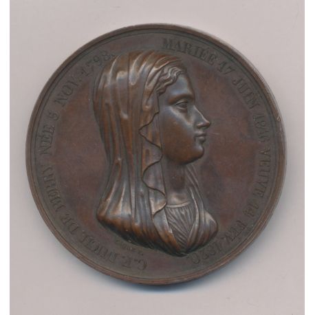 Médaille - Duchesse de Berry - 1820 - bronze - 51mm - Caqué - TTB+