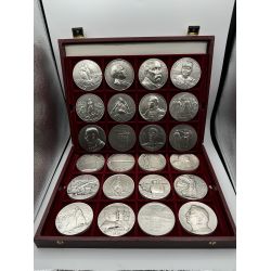 Coffret 24 Médailles - Collection Première guerre mondiale - 1914-1918 - Monnaie de Paris - bronze argenté - 68mm - Neuf