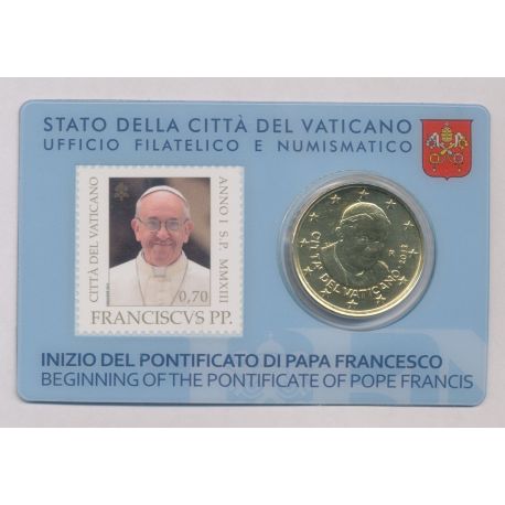 Coincard Vatican N°3 - 50 Cents 2013 - Timbre et monnaie