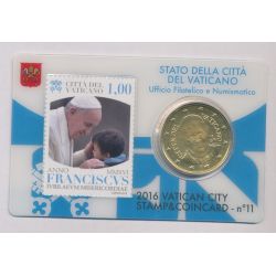 Coincard Vatican N°11 - 50 Cents 2016 - Timbre et monnaie