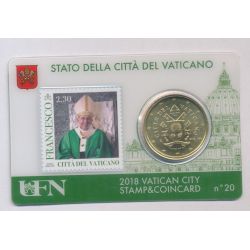 Coincard Vatican N°20 - 50 Cents 2018 - Timbre et monnaie