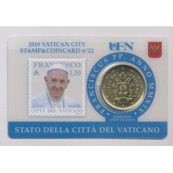 Coincard Vatican N°22 - 50 Cents 2019 - Timbre et monnaie