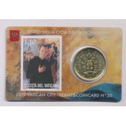 Coincard Vatican N°30 - 50 Cents 2019 - Timbre et monnaie