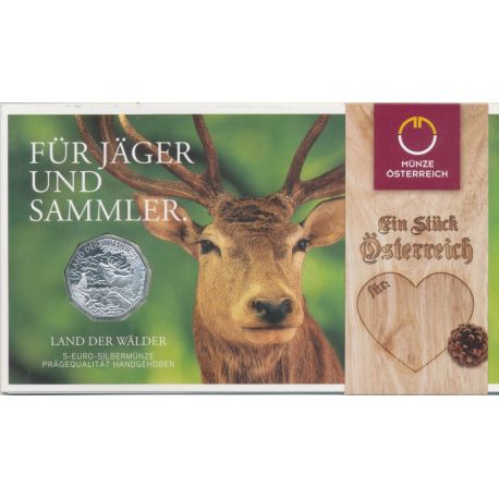 Autriche - 5 Euro 2011 - Animaux de la foret - Fur Jager und sammler