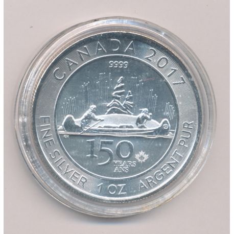 Canada - 5 Dollars 2017 - canoe - 1 once argent - FDC