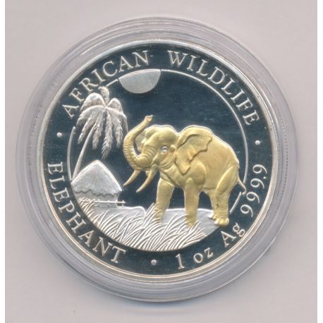 Somalie - 100 Shillings 2017 - éléphants - 1 once argent doré - FDC