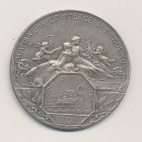 Médaille - Chambre de commerce Bordeaux - 1906 - argent 29,98g - 40mm - TTB+