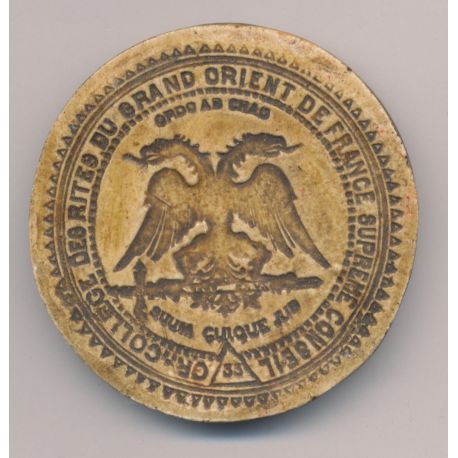 Reproduction sceau maçonnique - Grand collège des rites en Français - GODF - uniface 53mm - TTB