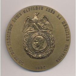 Médaille - Le prince président Louis-Napoléon crée la médaille militaire - 1852 - bronze 71mm - TTB+