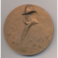 Médaille - Jean Moulin - 40e anniversaire de sa mort - 1983 - bronze 72mm - SUP