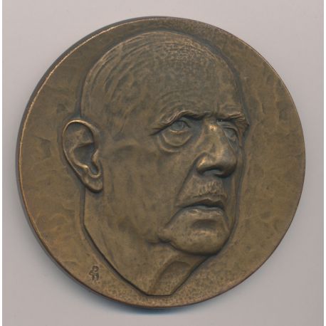 Médaille - Général De Gaulle - Texte au revers - bronze 70mm - TTB