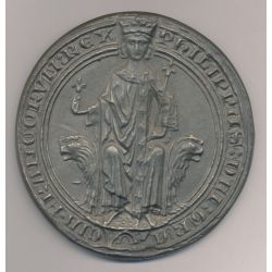 Médaille - Reproduction Grand sceau de Philippe IV le bel - en étain 345G - 91mm - N°53/500 - TTB+