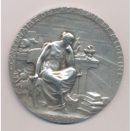 Médaille - Centenaire de l'académie de médecine - 1820-1920 - Paul Richer - argent 139g - 68mm - SUP