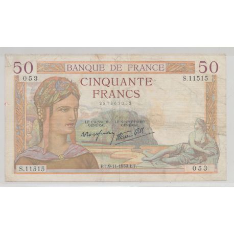 50 Francs cérès - 9.11.1939 - TB+