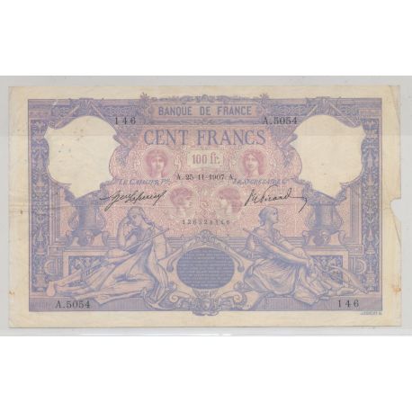 100 Francs Bleu et rose - 25.11.1907 - B/TB